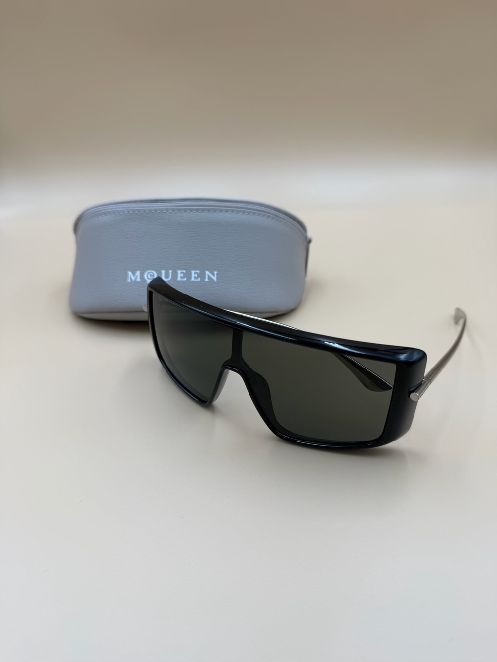 Alexander McQueen Black Shield Visor Sunglasses